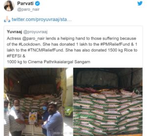 Parvati Nair Donation